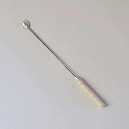 Cocktail Stirrer in cast silver, stainless silver, and turned maple. Available at Ninos Studio. 