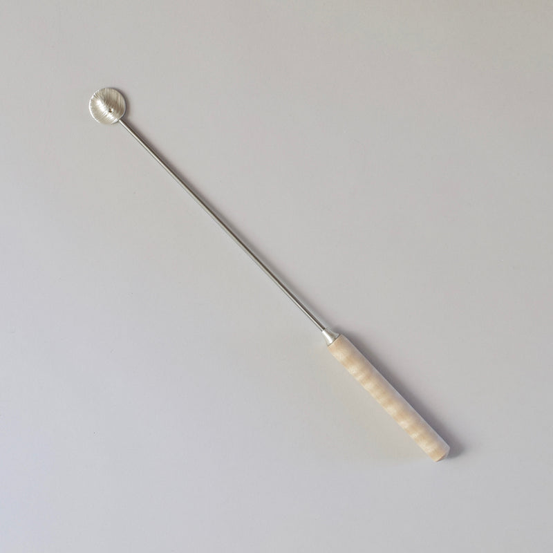 Cocktail Stirrer in cast silver, stainless silver, and turned maple. Available at Ninos Studio. 