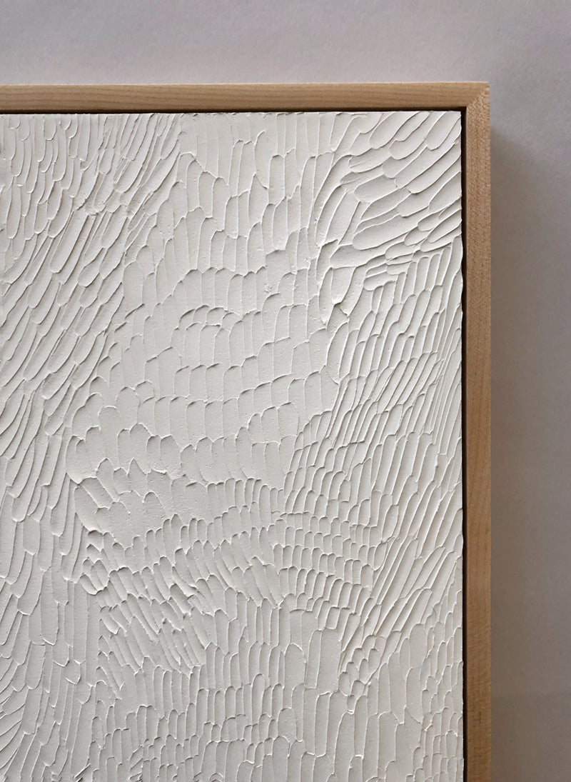 White Textured Mixed Media Abstract Painting. Ninos Studio. 