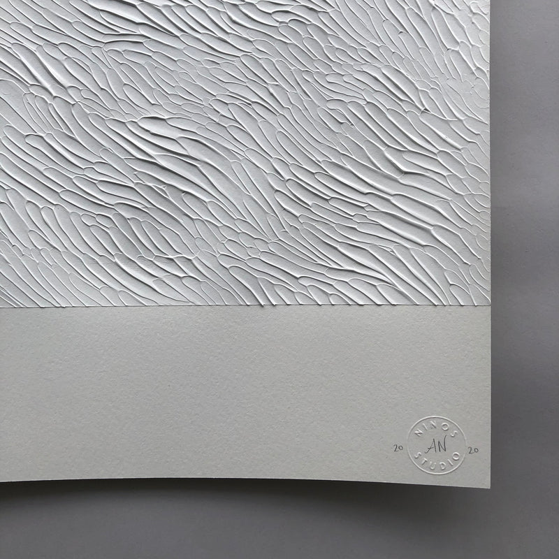 White textural art study on paper by Ninos Studio