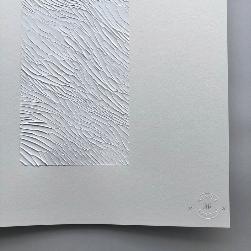 White textured art study on paper by Ninos Studio