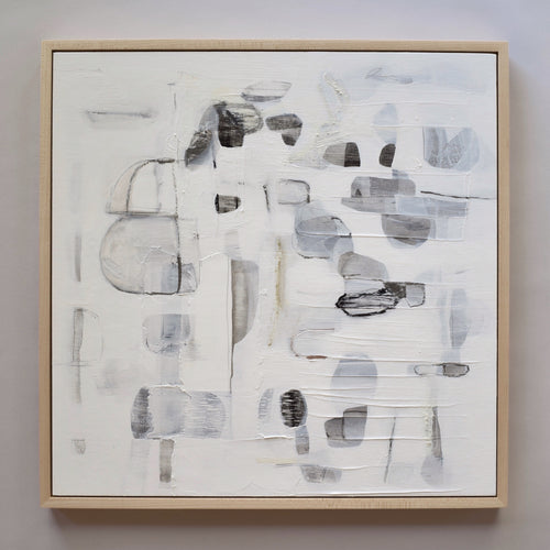 Mixed Media Abstract Painting by Ashleigh Ninos of Ninos Studio. 16 x 16 inches in a Maple frame. 