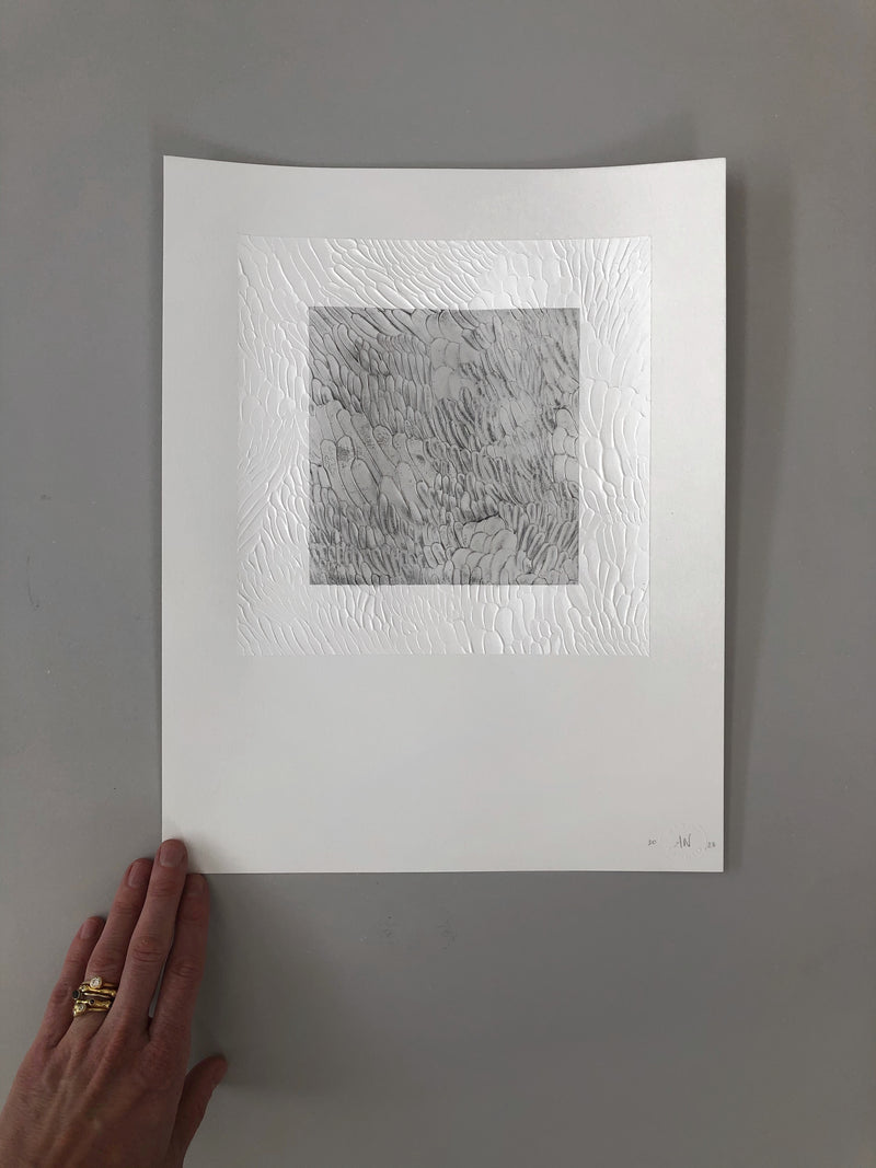 Textured monochromatic art study on paper by Ninos Studio