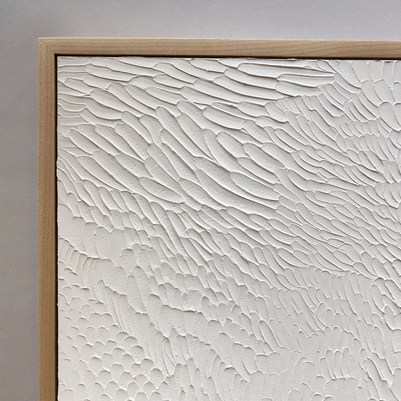 White Textured Mixed Media Abstract Painting. Ninos Studio. 