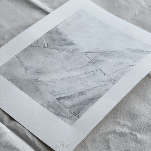 Ninos Studio, Black & White Monochromatic Textured Abstract Art, Study on Paper.