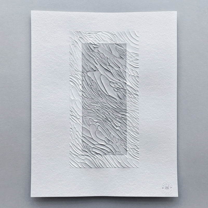 Ninos Studio, Black & White Monochromatic Textured Abstract Art, Study on Paper.