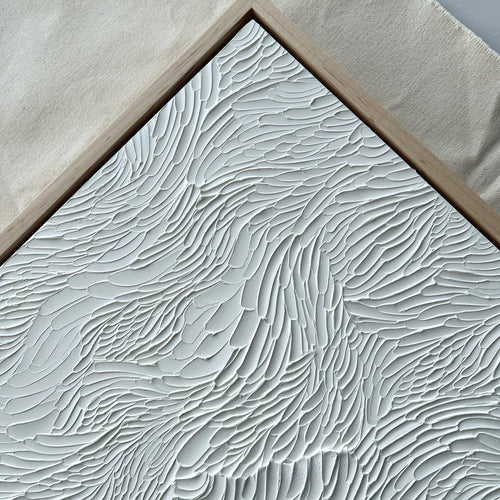 Ninos Studio, White Textured Abstract Art, Current Series Painting. 