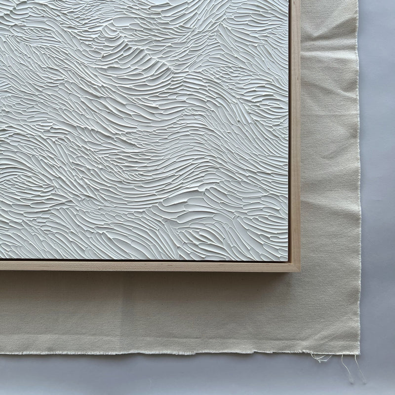 Ninos Studio, White Textured Abstract Art, Current Series Painting. 