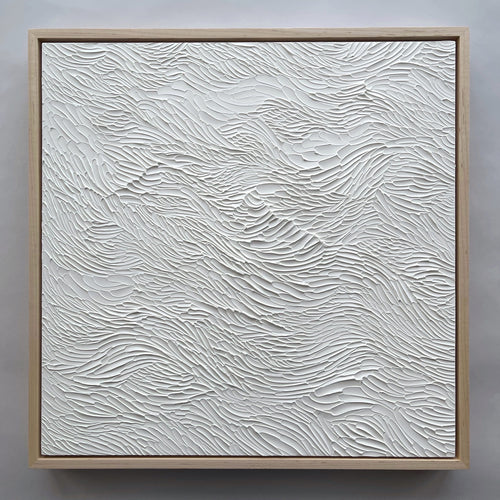 Ninos Studio, White Textured Abstract Art, Current Series Painting. 