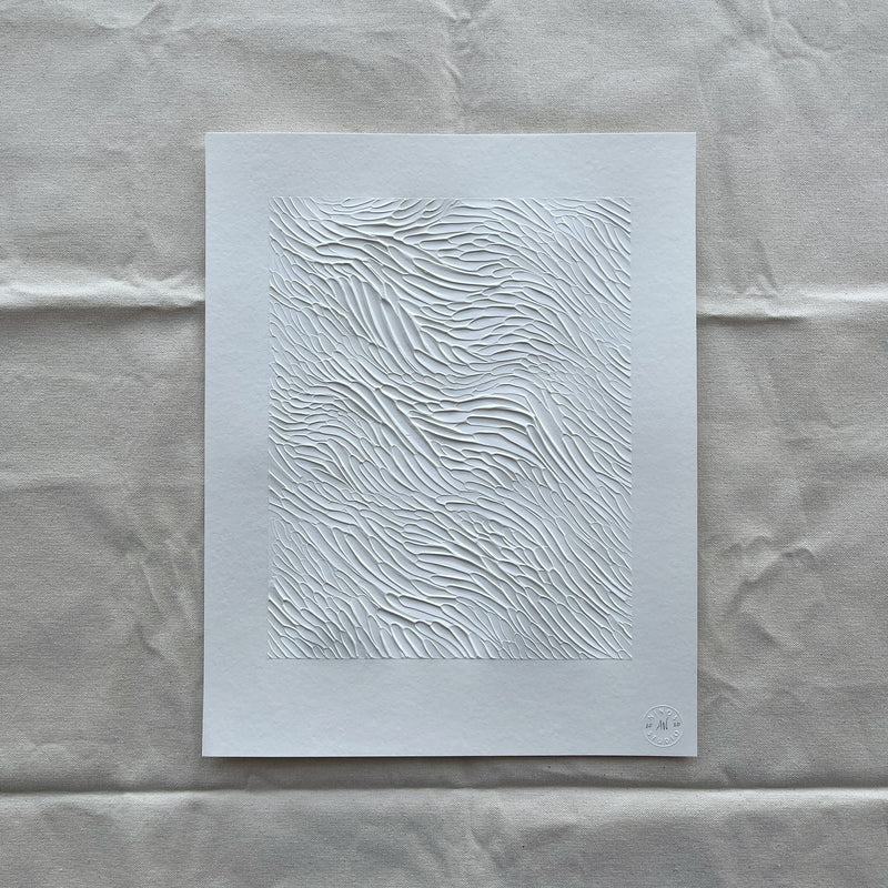 Ninos Studio, White Monochromatic Textured Abstract Art, Study on Paper.