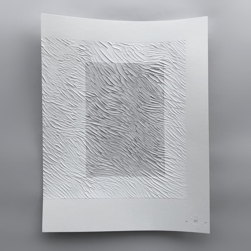 Textured Minimal Monochromatic Abstract Art on Paper by Ninos Studio