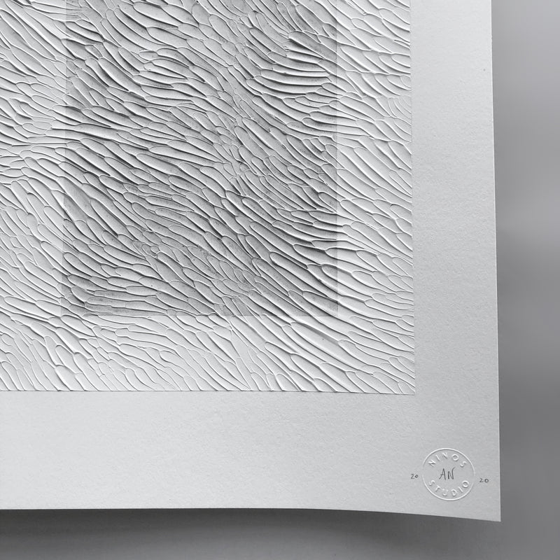 Textured Minimal Monochromatic Abstract Art on Paper by Ninos Studio