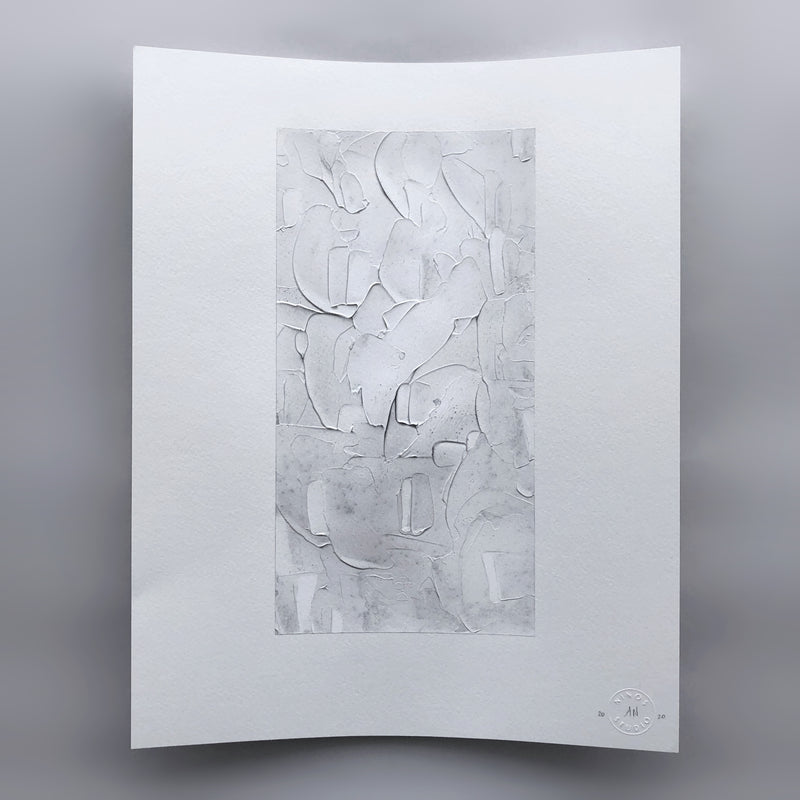 Textured Minimal Monochromatic Abstract Art on Paper by Ninos Studio