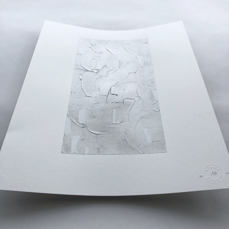 Textured Minimal Monochromatic Abstract Art on Paper by Ninos Studio