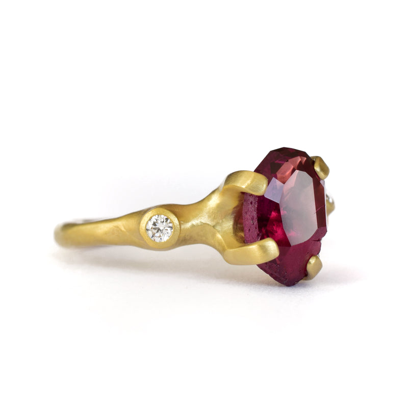 Rhodolite Rough Luxe Ring