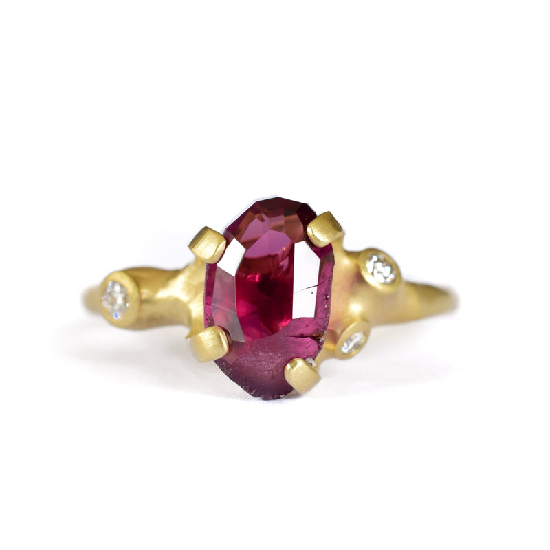 Rhodolite Rough Luxe Ring