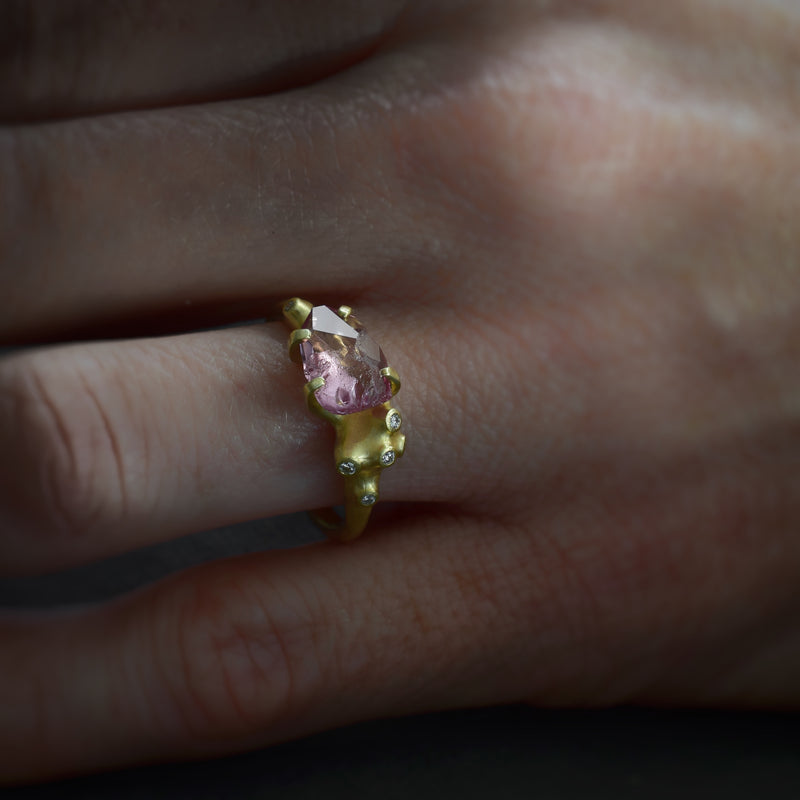 Pink Garnet Rough Luxe Ring #1