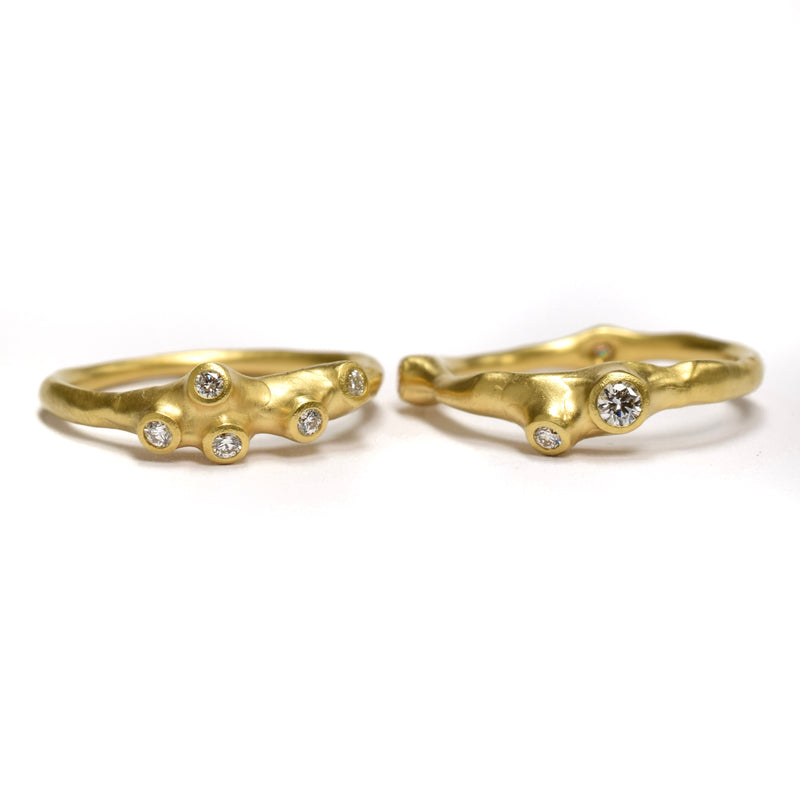 Barnacle Ring Stack by Johnny Ninos of Ninos Studio. Gold Stacking Rings. 