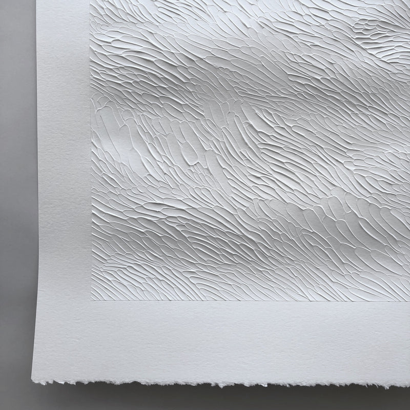 White on White Textured Art on Paper by Ninos Studio