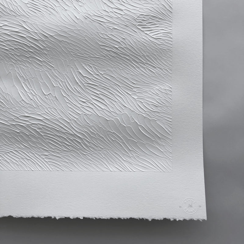 White on White Textured Art on Paper by Ninos Studio