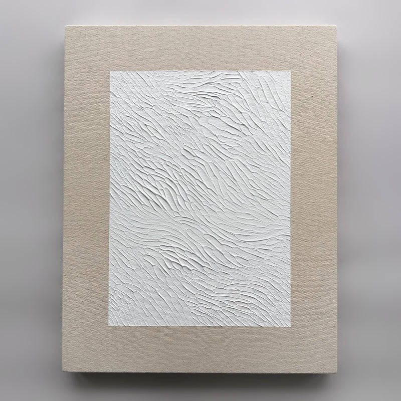 White Textured Painting on Raw Canvas by Ninos Studio