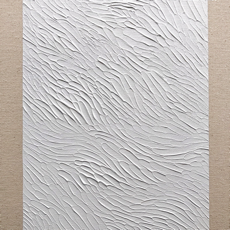 White Textured Painting on Raw Canvas by Ninos Studio