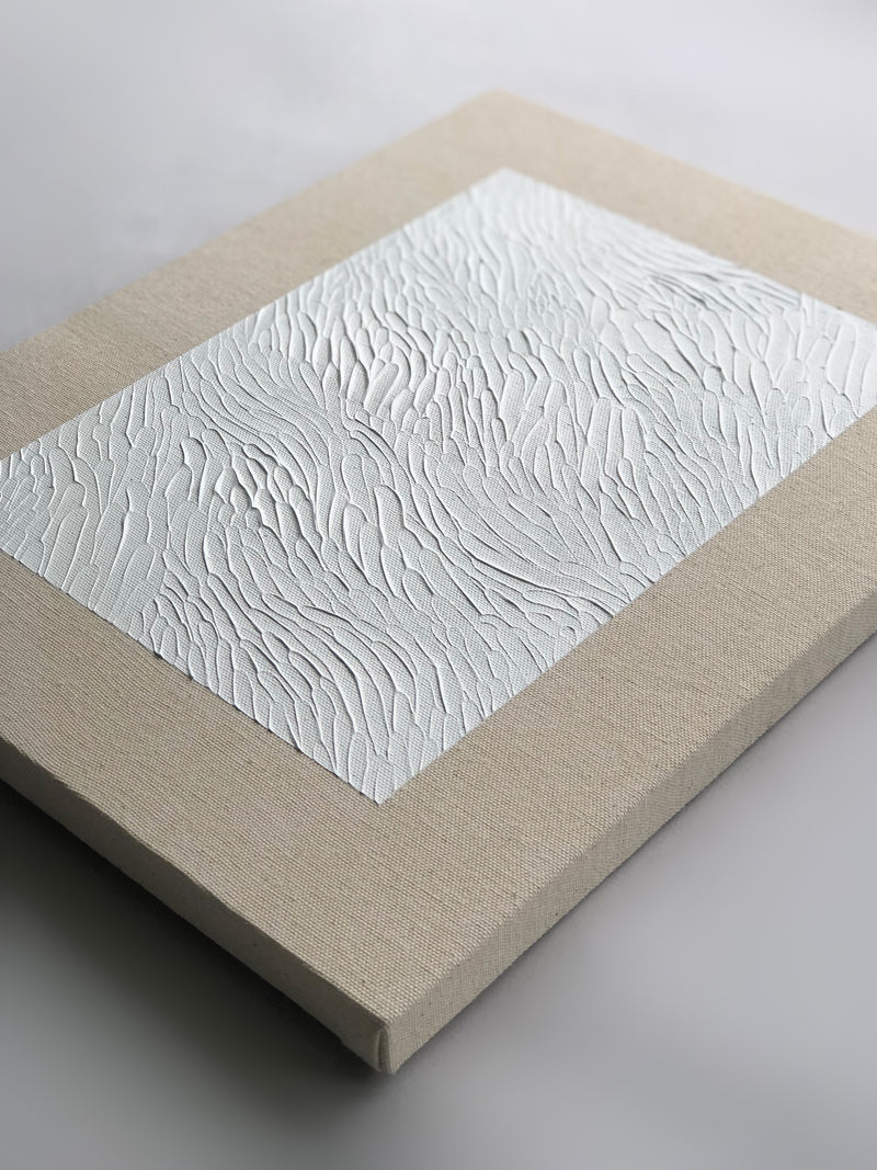 White Textured Painting on Raw Canvas by Ninos Studio