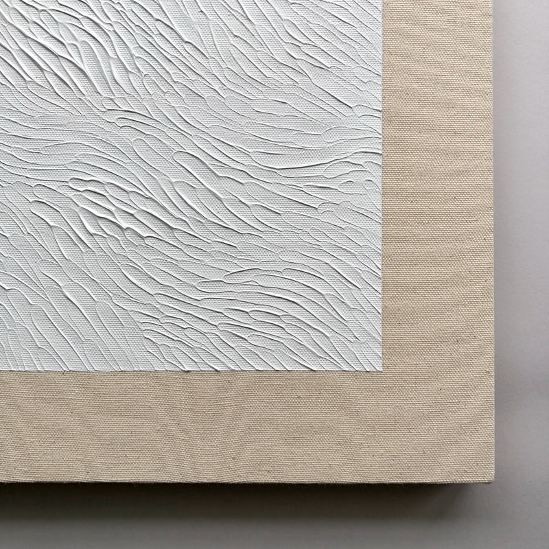 White Textured Painting on Raw Canvas by Ninos Studio