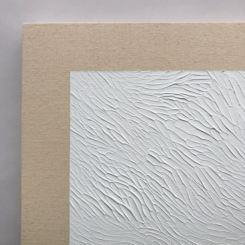 White Textured Painting on Raw Canvas by Ninos Studio