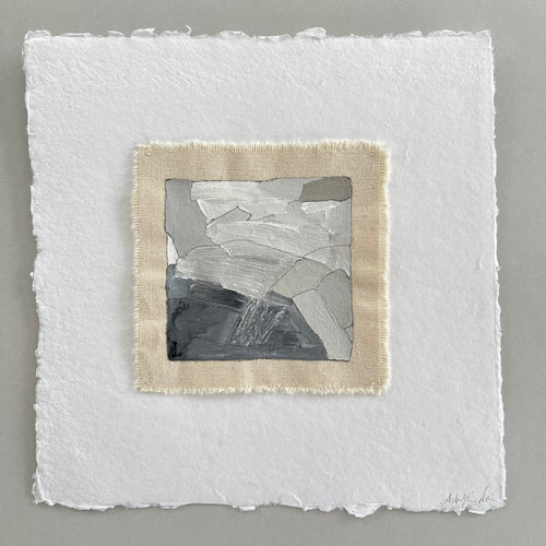 Textural Abstract Mini Painting on Raw Canvas by Ninos Studio