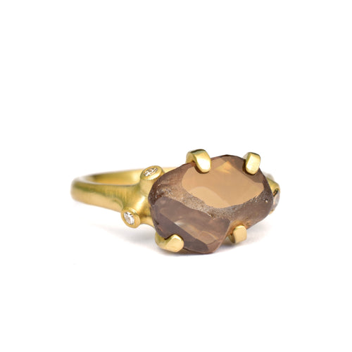 Brown Zircon Rough Luxe Ring