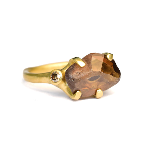 Brown Zircon Rough Luxe Ring