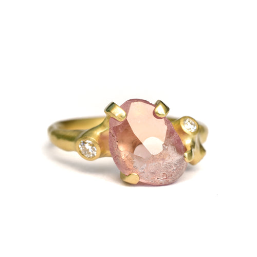 Pink Garnet Rough Luxe Ring