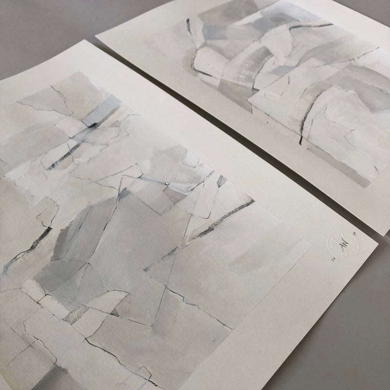 Neutral art study set of 2 on paper, 11x14 inches, available at Ninos Studio.