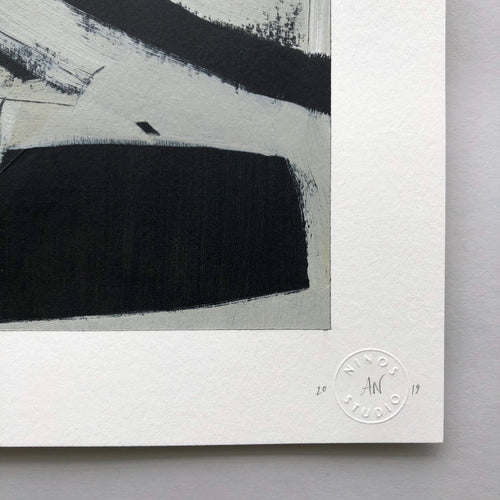 Textural abstract neutral art study, 11x14 inches, available at Ninos Studio.