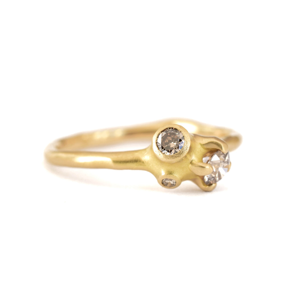 Champagne Diamond Cluster Ring – Ninos Studio