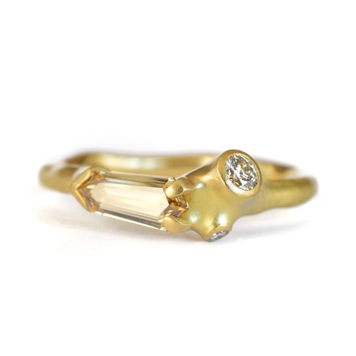 Elongated Diamond Cluster Ring