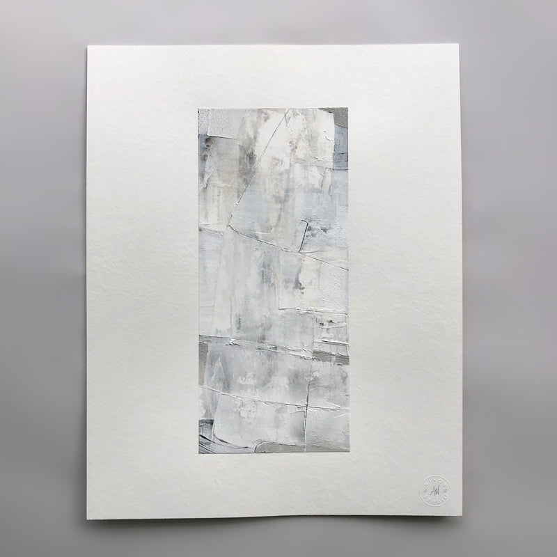 Textural Abstract Art Study on Paper, Neutral Minimal Modern Art by Ninos Studio