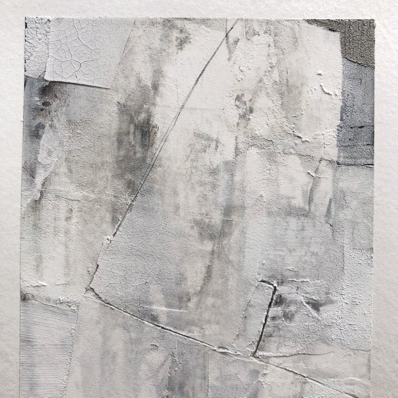 Textural Abstract Art Study on Paper, Neutral Minimal Modern Art by Ninos Studio