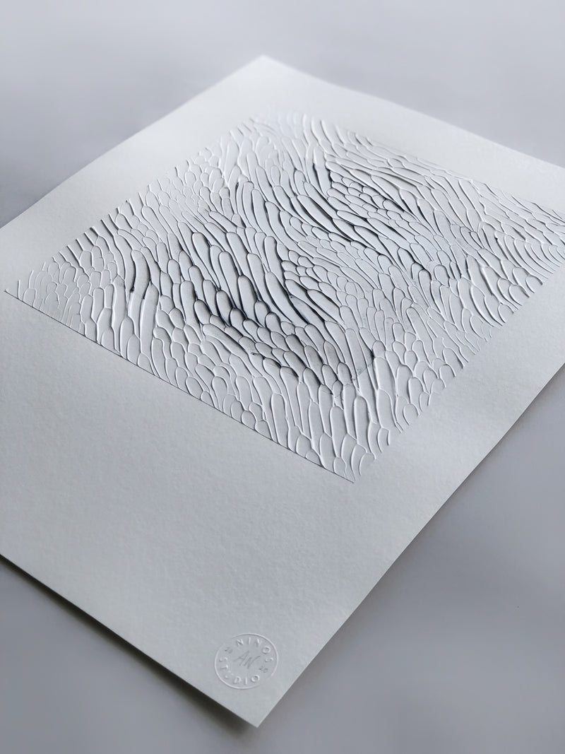 Textural Monochromatic Art Study on Paper by Ninos Studio