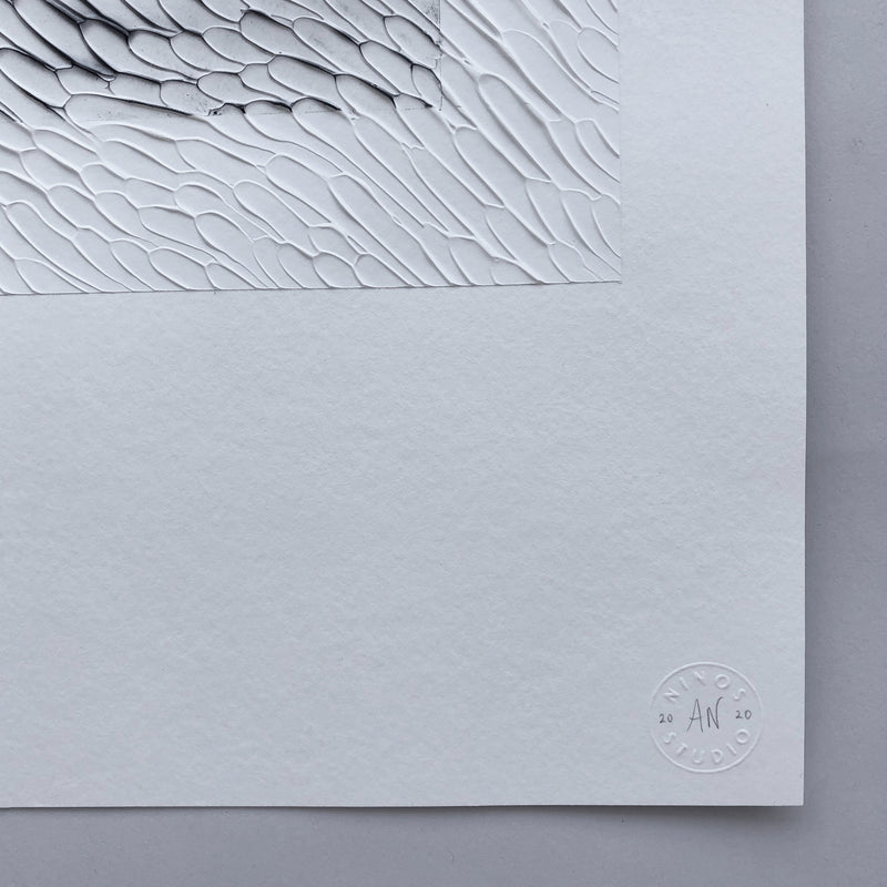 Textural Monochromatic Art Study on Paper by Ninos Studio