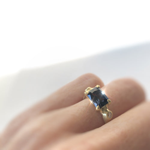 Emerald Cut Sapphire Cluster Ring