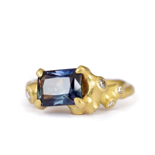Emerald Cut Sapphire Cluster Ring