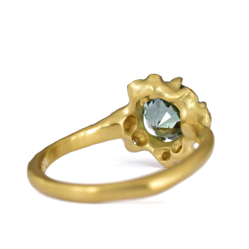 Green Sapphire Cluster Ring