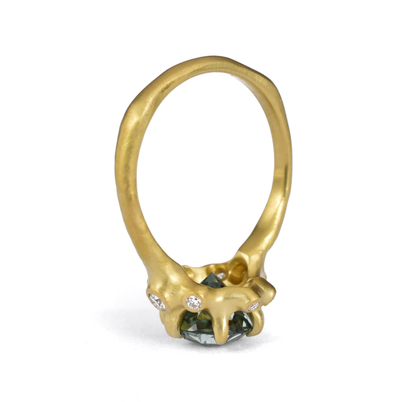 Green Sapphire Cluster Ring