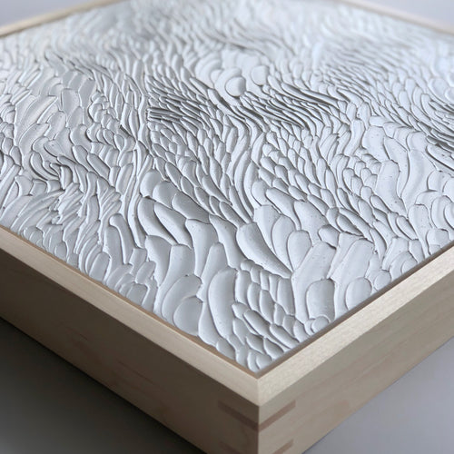 Ninos Studio, Current Series White Abstract Textured Painting. 