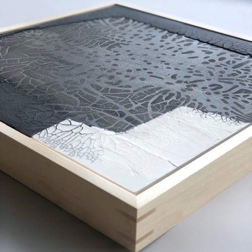 Ninos Studio, Black & White Abstract Textured Painting. 