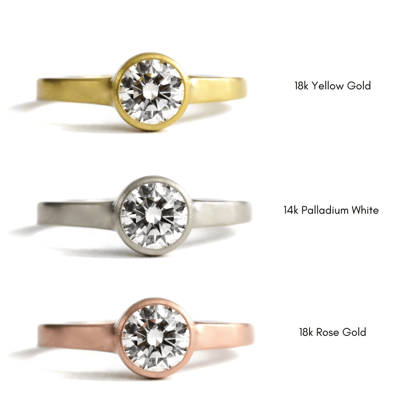 Ninos Studio Bespoke Engagement Rings - Square Band Solitaire Metal Color Options