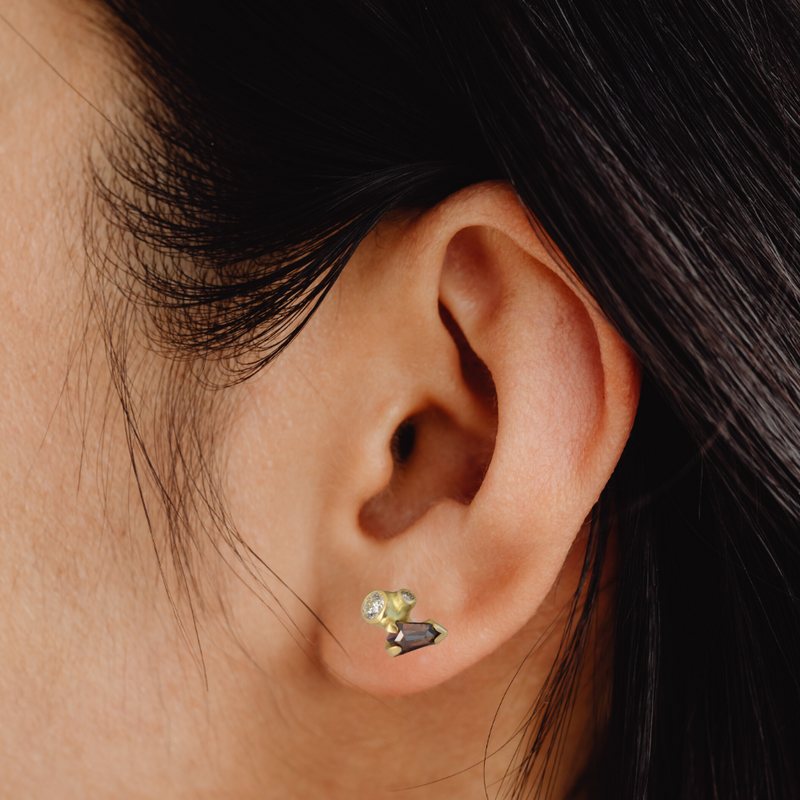 Shield Cut Cluster Post Earrings - Ninos Studio