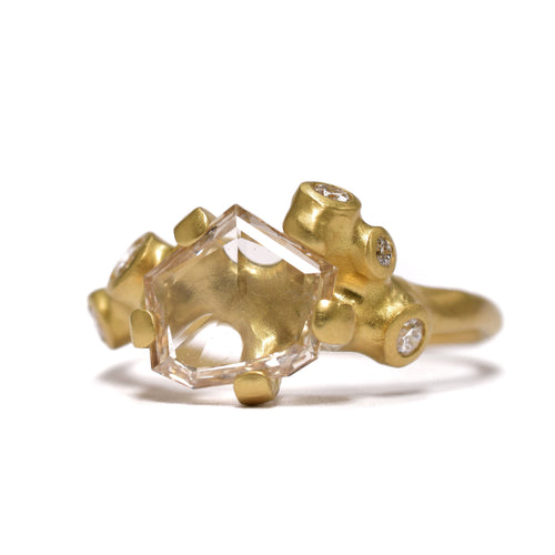 Geometric Cut Diamond Ring. Unconventional organic engagement ring. Available at Ninos Studio.